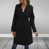 Mid Long Trench Coat for Women Double Breasted Classic Lapel Windproof Overcoat Fashion Outerwear with Belt