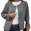 Womens Cropped Wool Blend Pea Coat Long Sleeve Button Down Jacket Peacoat Fall Winter Outerwear