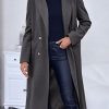 Womens Trench Coat Winter Lapel Double Breasted Long Pea Coat Casual Work Office Overcoat with Pocket