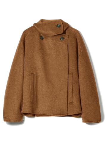 Women Cropped Thicken Wool Coats Oversized Short Jackets Notched Lapel Pea Coat Trench Overcoats with Pockets