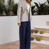 Women's Embroidered Wool Coat Elegant Lapel Wool Blend Trench Pea Coat Outerwear Jacket with Pockets