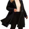 Plus Size Overcoat for Women Leather Notched Lapel Single Breasted Long Trench Jacket Coats