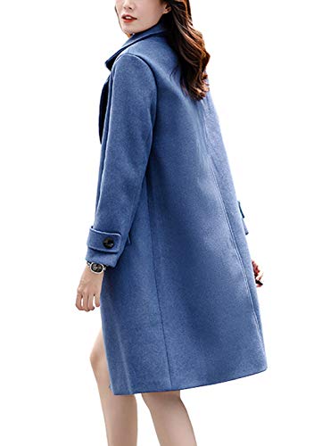 Women's Essential Elegant Wear Double Breasted Mid Long Wool Pea Coat