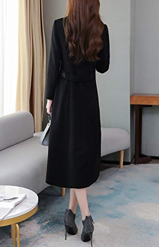 Women's Chic Shawl Collar Work Double Breasted Maxi Long Wool Pea Coat