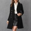 Pea Coats for Women's Winter Fashion Lapel Belted Double Breasted Trench Coat