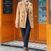 Women's Winter Coats Long Sleeve Lapel Mid-thigh A-Line Outerwear Double Breasted Pea Coat