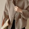 Women's Casual Stand Collar Single Breasted Short Wool Pea Coat Overcoat with Pockets