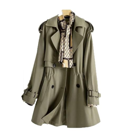 Women Elegant Slim Trench Coat Mid Length Jacket Lined Plus Size Office Windbreaker