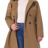 Plus Size Coat for Women Peter Pan Collar Double Breasted Winter Warm Coats with Pockets