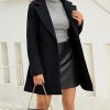 Women's Wool Pea Coat Notched Collar Double Breasted Midi Long Trench Coat Outwear
