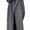 Women's Slouchy Drop Shoulder Double Breasted Maxi Long Wool Pea Coat
