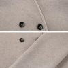 Women Winter Stand Collar Wool Blend Jacket Double Breasted Pea Coat Button Cropped Trench Coat Overcoat