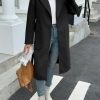 Womens Long Pea Coats Open Front Lapel Jackets Casual Belted Trench Coat Overcoats with Pockets
