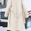 Women's Trendy Lapel Collar Double Breasted Wool Blend Coats Winter Pea Overcoat Pocketed Outwear with Belt