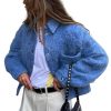 Women Cropped Jacket Short Wool Coats Winter Warm Pea Coat Outwear