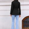 Pea Coats for Women Lapel Collar One Button Winter Overcoat with Belt Trench Coat