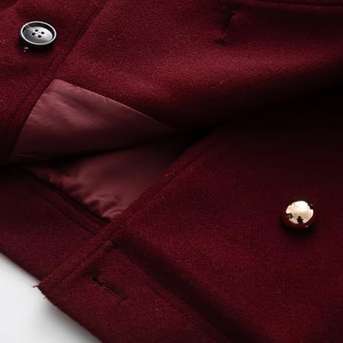 Women's Fall Winter Elegant Short Length Pea Coat,Fashion Oversized Peter Pan Collar Wool Coats for Daily Wear