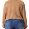 Plus Size Faux Suede Jacket for Women Lapel Long Sleeve Open Front Cardigans Outerwear Jackets