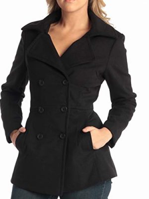 Emma Women's Wool Peacoat – Double-Breasted 3/4 Length Overcoat, Stylish & Warm Blazer for Fall & Winter