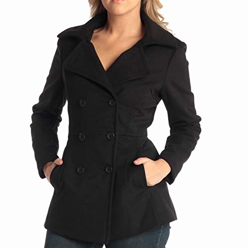 Emma Women's Wool Peacoat – Double-Breasted 3/4 Length Overcoat, Stylish & Warm Blazer for Fall & Winter