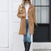 Womens Coats Winter Long Wool Coat Trench Coat Fall Clothes Casual Blazers Notch Lapel Breasted Jacket Blend Peacoat