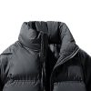 Thicken Warm Bubble Down Jacket for Men Water-Resistant Stand Collar Zipped Puffy Coat Casual Long Sleeve Outwear