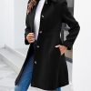 Womens Elegant Single Breasted Coat Long Sleeve Mid Winter Overcoat Work Office Pea Coats