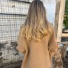 Women's Retro Lapel Double Breasted Wool Coat Business Casual Wool Blend Pea Coat Overcoat