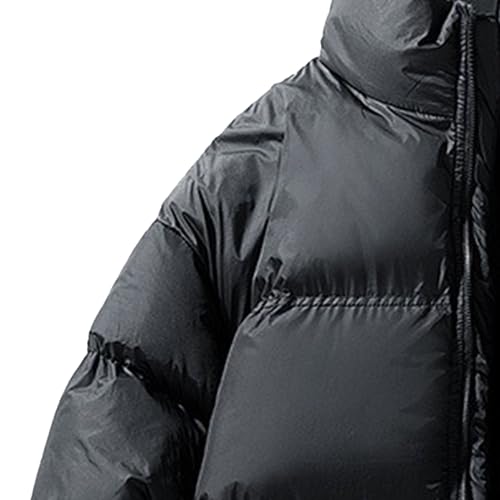 Thicken Warm Bubble Down Jacket for Men Water-Resistant Stand Collar Zipped Puffy Coat Casual Long Sleeve Outwear