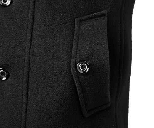 Men's Pea Coat Wool Jacket Windbreaker Single Breasted Winter Coat