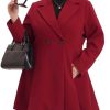 Plus Size Peacoat for Women Elegant A Line Notched Lapel Double Breasted Long Coat