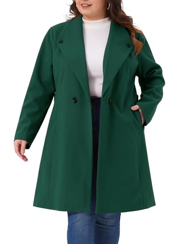 Plus Size Winter Coats for Women Lapel Single Breasted Belted with Pocket Pea Coats Trench Coats