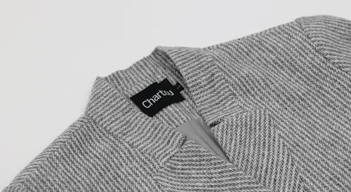 Womens Long Sleeve Casual Wool Jacket Blazer 1 Button Winter Coat Mid-Long Stand Collar Open Front Overcoat