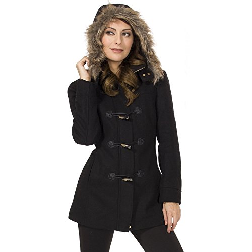 41a4TyVL6AL.jpg Duffy Womens Wool Coat Fur Trim Hooded Parka Jacket