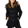 41aBSwGBEL.jpg Duffy Womens Wool Coat Fur Trim Hooded Parka Jacket