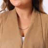 Plus Size Faux Suede Jacket for Women Lapel Long Sleeve Open Front Cardigans Outerwear Jackets