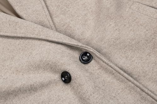 Women's Oversized Notched Collar Wool Blend Single Breast Midi Long Trench Coat