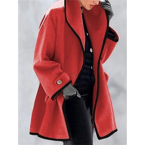Women's Single Breasted Wool Blend Pea Coats Spring Fall Hooded Trench Coat for Women Casual Lightweight Overcoat