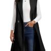 Womens Long Vest Fall Winter Wool Sleeveless Blazer Jackets Waistcoat Coats