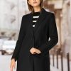 Women's Winter Overcoat Notched Lapel One Buttoned Mid-Length Long Coat