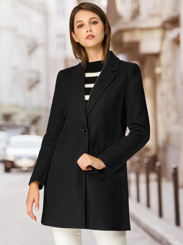 Women's Winter Overcoat Notched Lapel One Buttoned Mid-Length Long Coat
