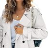 Women's Windbreaker Fall Winter Long Overcoat Classic Double Breasted Notched Lapel Peacoat Fashion Slim Coat