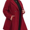 Plus Size Peacoat for Women Elegant A Line Notched Lapel Double Breasted Long Coat