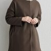 Women's Fall Collarless Single Breasted Midi Long Wool Coat Business Casual Winter Pea Coat