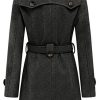 Women's Double Breasted Pea Coat Winter Mid-Long Trench Coat with Belt