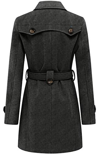 Women's Double Breasted Pea Coat Winter Mid-Long Trench Coat with Belt