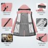 Women's Plus Size Long Softshell Jacket Waterproof Fleece Lined Rain Jacket Lightweight Windbreaker With Hood