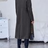 Womens Trench Coat Winter Lapel Double Breasted Long Pea Coat Casual Work Office Overcoat with Pocket
