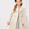 Girls Winter Dress Coat Button Peacoat Notch Lapel Double Breasted Outerwear with Pockets 5-14 Years