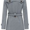 Women's Double Breasted Pea Coat Winter Mid-Long Trench Coat with Belt